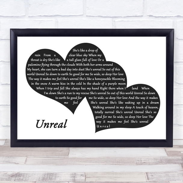 Gord Bamford Unreal Landscape Black & White Two Hearts Song Lyric Music Art Print