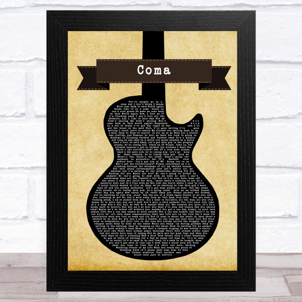 Guns N' Roses Coma Black Guitar Song Lyric Music Art Print