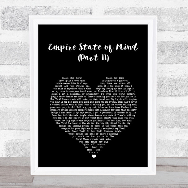 Alicia Keys Empire State of Mind (Part II) Black Heart Song Lyric Music Art Print