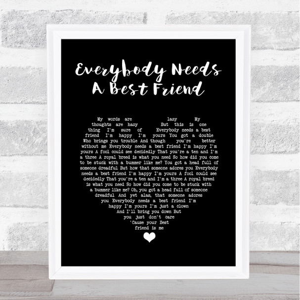 Norah Jones Everybody Needs A Best Friend Black Heart Song Lyric Music Art Print