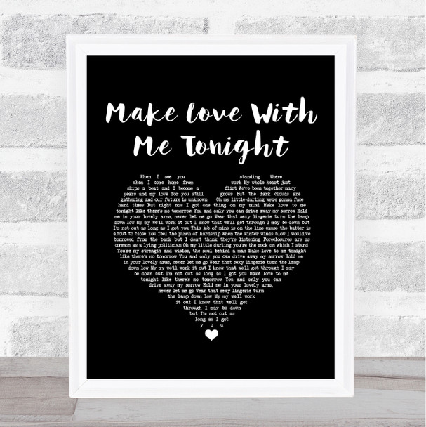 Rod Stewart Make Love With Me Tonight Black Heart Song Lyric Music Art Print