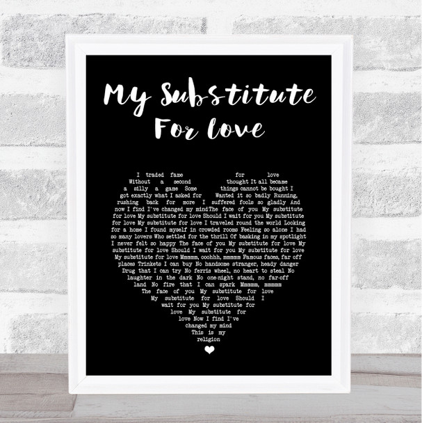 Madonna No Substitute For Love Black Heart Song Lyric Music Art Print