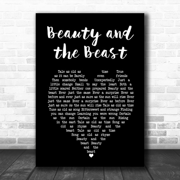 Celine Dion Beauty and the Beast Black Heart Song Lyric Music Art Print