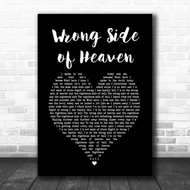 Five Finger Death Punch Wrong Side of Heaven Black Heart Song Lyric Music Art Print
