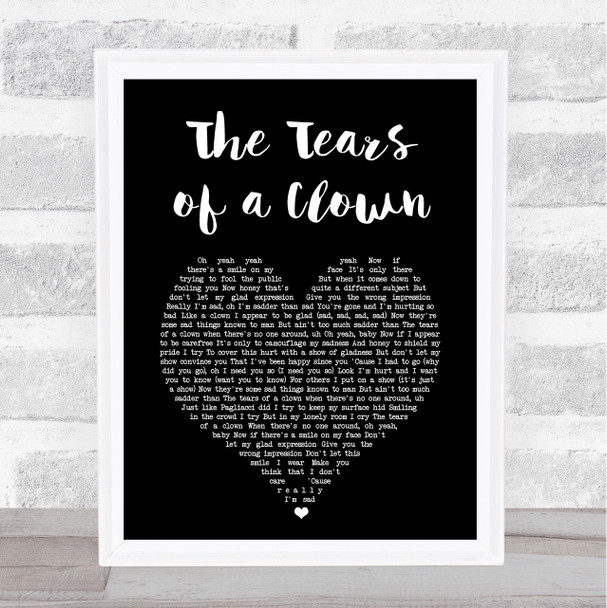 The Miracles The Tears of a Clown Black Heart Song Lyric Music Art Print