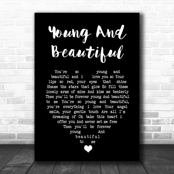 Elvis Presley Young And Beautiful Black Heart Song Lyric Music Art Print