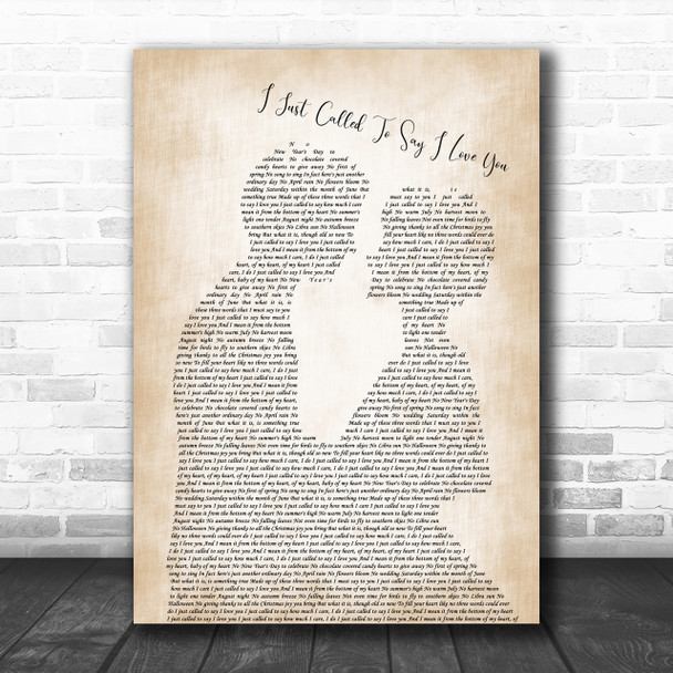 Stevie Wonder I Just Called To Say I Love You Song Lyric Man Lady Music Wall Art Print