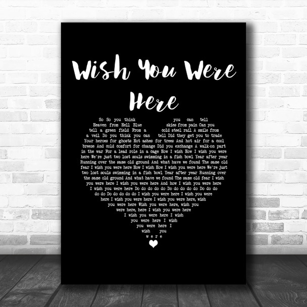 Aslan Wish You Were Here Black Heart Song Lyric Music Art Print