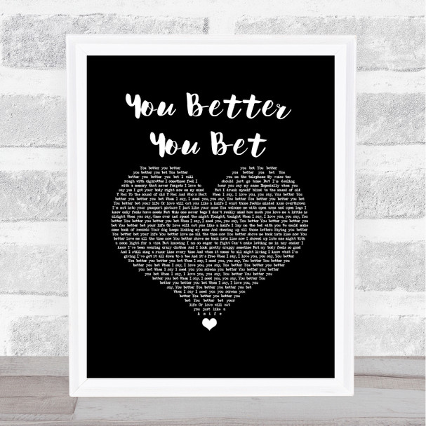 The Who You Better You Bet Black Heart Song Lyric Music Art Print
