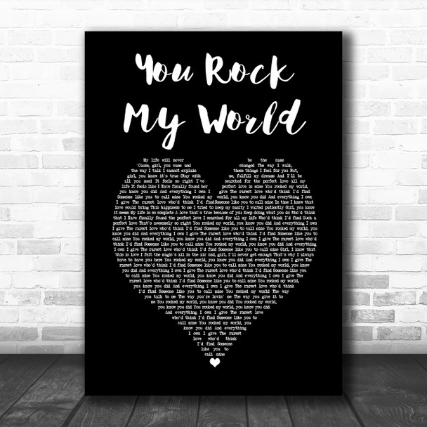 Michael Jackson You Rock My World Black Heart Song Lyric Music Art Print