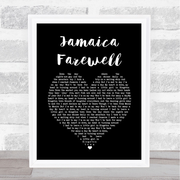 Harry Belafonte Jamaica Farewell Black Heart Song Lyric Music Art Print