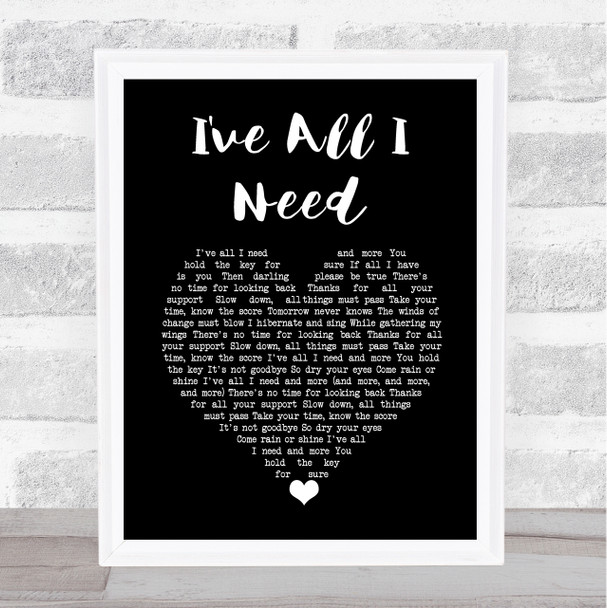 Liam Gallagher I've All I Need Black Heart Song Lyric Music Art Print