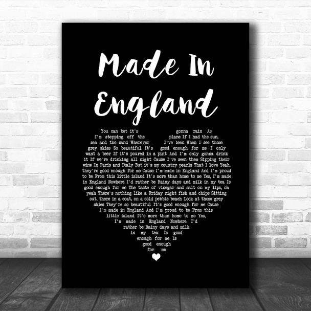 The Shires Made In England Black Heart Song Lyric Music Art Print