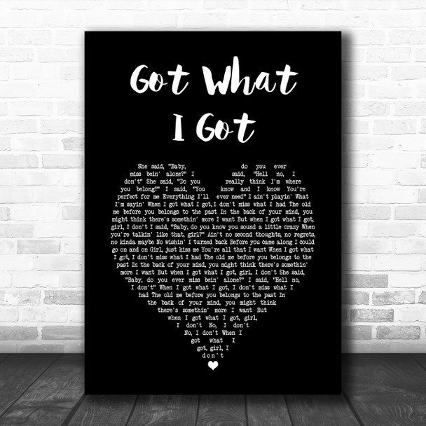 Jason Aldean Got What I Got Black Heart Song Lyric Music Art Print