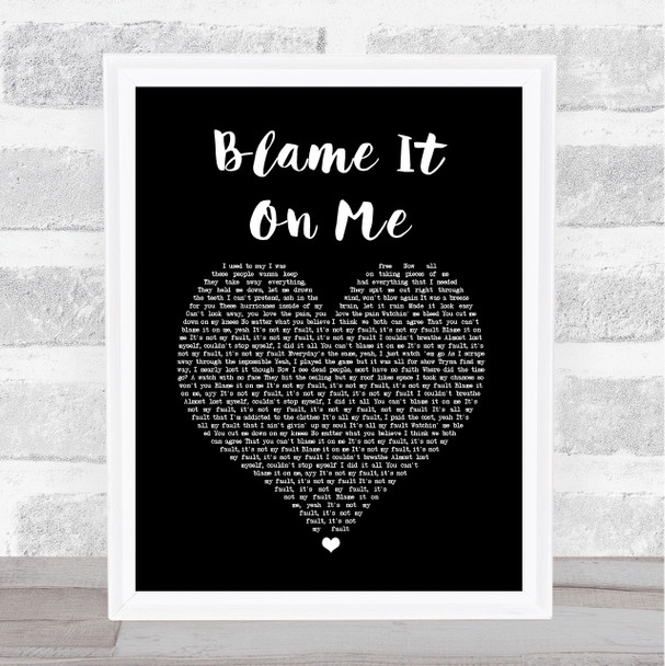 Post Malone Blame It On Me Black Heart Song Lyric Music Art Print