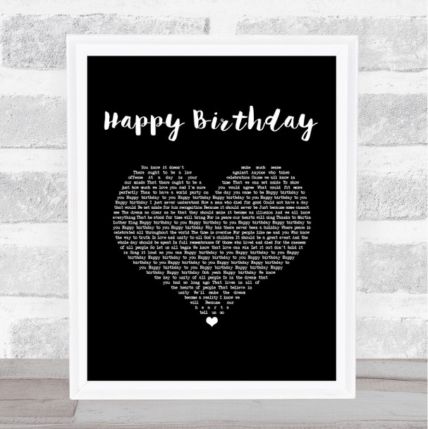 Stevie Wonder Happy Birthday Black Heart Song Lyric Music Art Print