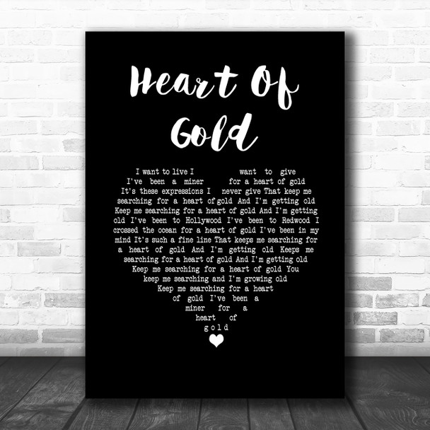 Neil Young Heart Of Gold Black Heart Song Lyric Music Art Print