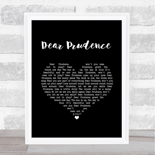 The Beatles Dear Prudence Black Heart Song Lyric Music Art Print