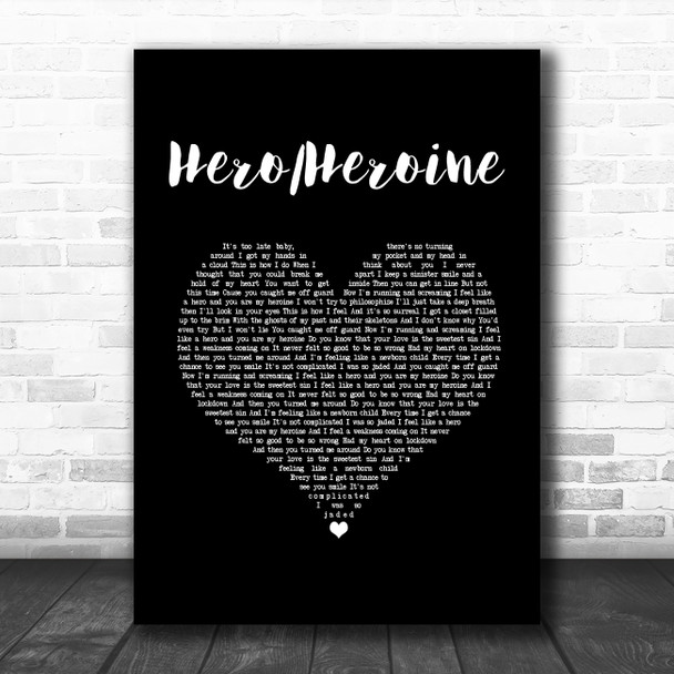 Boys Like Girls Hero Heroine Black Heart Song Lyric Music Art Print
