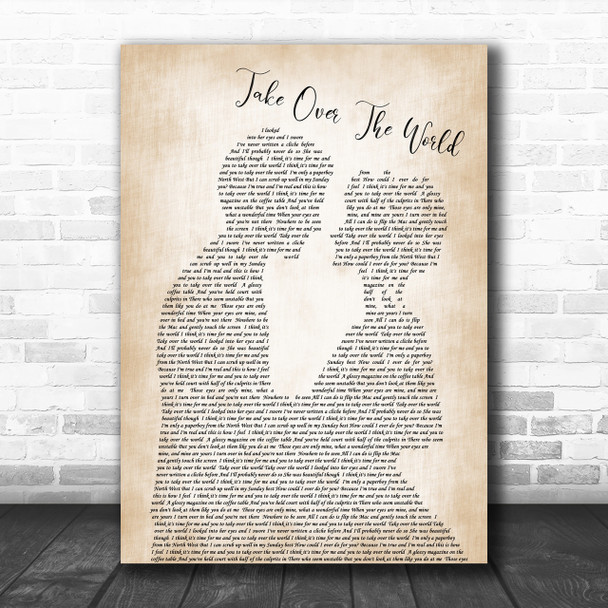 The Courteeners - Take Over The World Song Lyric Man Lady Bride Groom Music Wall Art Print