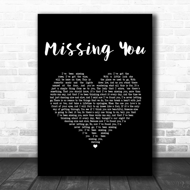 Chris De Burgh Missing You Black Heart Song Lyric Music Art Print
