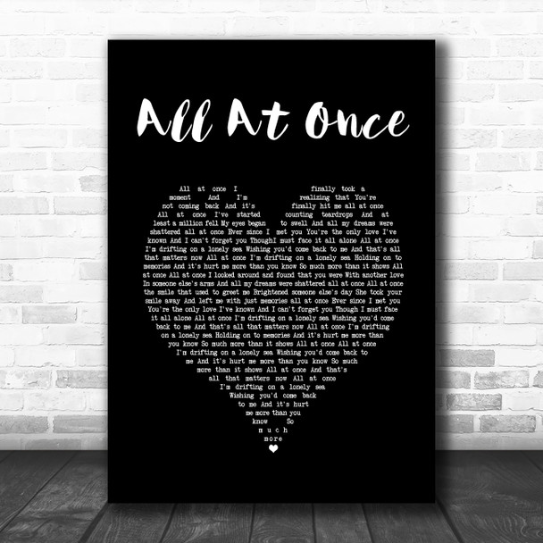 Whitney Houston All At Once Black Heart Song Lyric Music Art Print