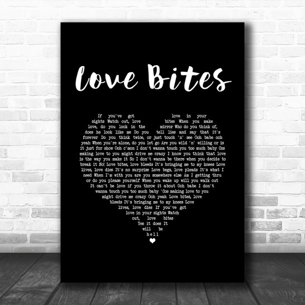 Def Leppard Love Bites Black Heart Song Lyric Music Art Print