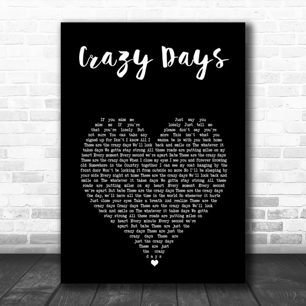 The Shires Crazy Days Black Heart Song Lyric Music Art Print