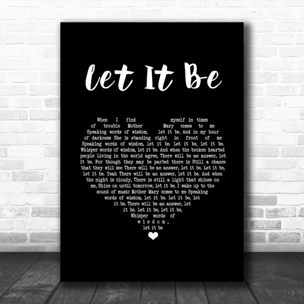 Paul McCartney Let It Be Black Heart Song Lyric Music Art Print