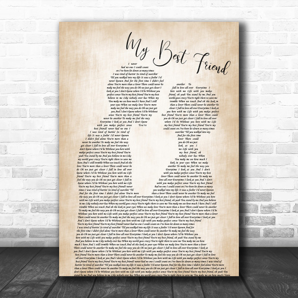 Tim McGraw My Best Friend Song Lyric Man Lady Bride Groom Wedding Music Wall Art Print