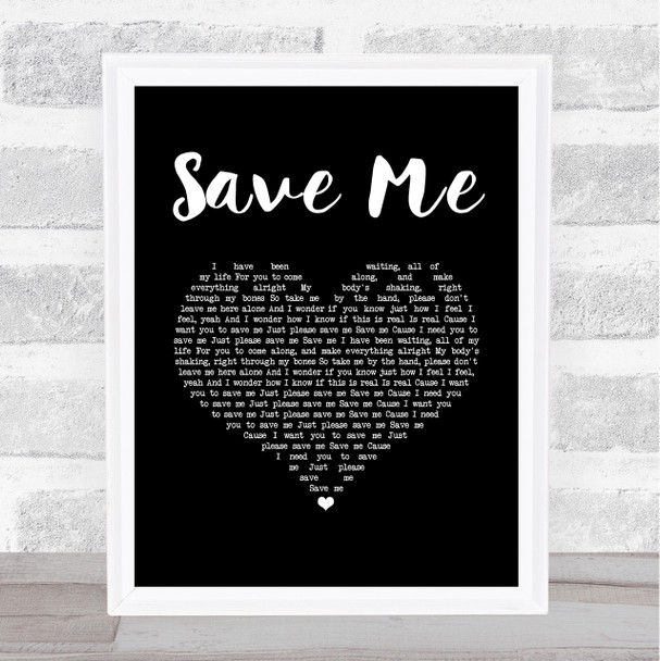 Darren Styles Save Me Black Heart Song Lyric Music Art Print