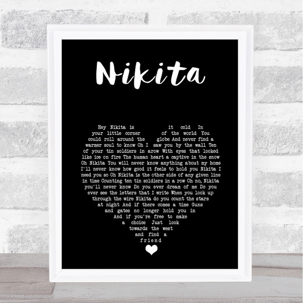 Elton John Nikita Black Heart Song Lyric Music Art Print