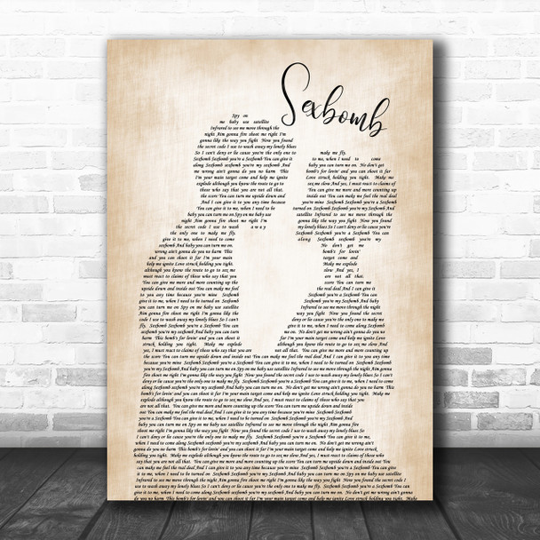 Tom Jones Sexbomb Man Lady Bride Groom Wedding Song Lyric Music Wall Art Print