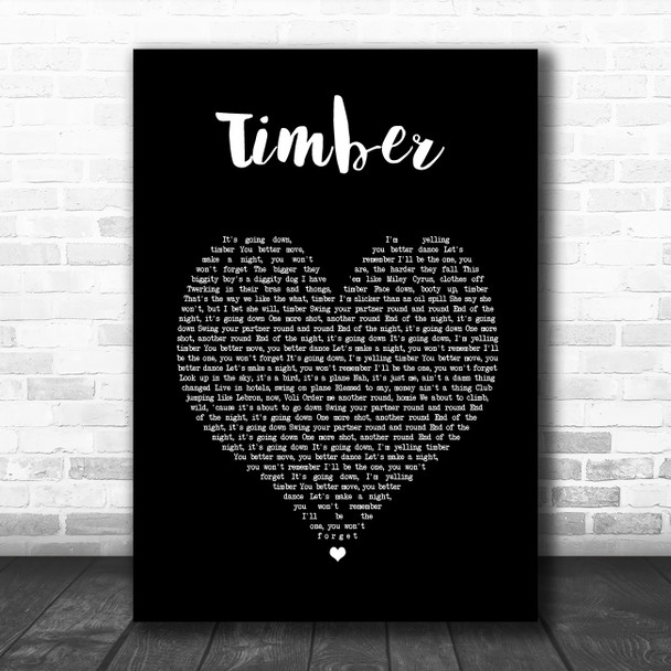 Pitbull Timber Black Heart Song Lyric Music Art Print