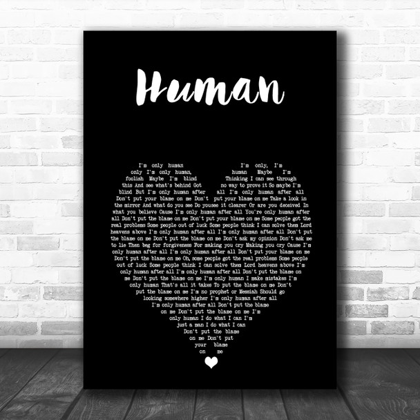 Rag'n'Bone Man Human Black Heart Song Lyric Music Art Print