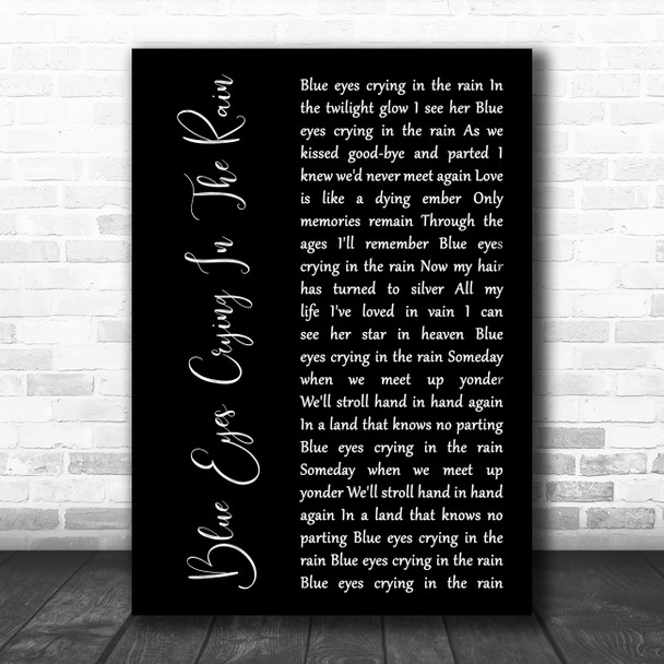 Ali Campbell Blue Eyes Crying In The Rain Black Script Song Lyric Music Art Print