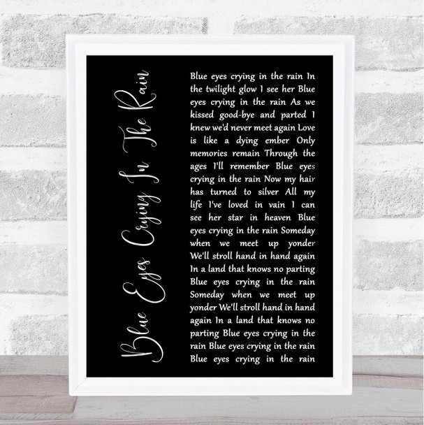 Ali Campbell Blue Eyes Crying In The Rain Black Script Song Lyric Music Art Print