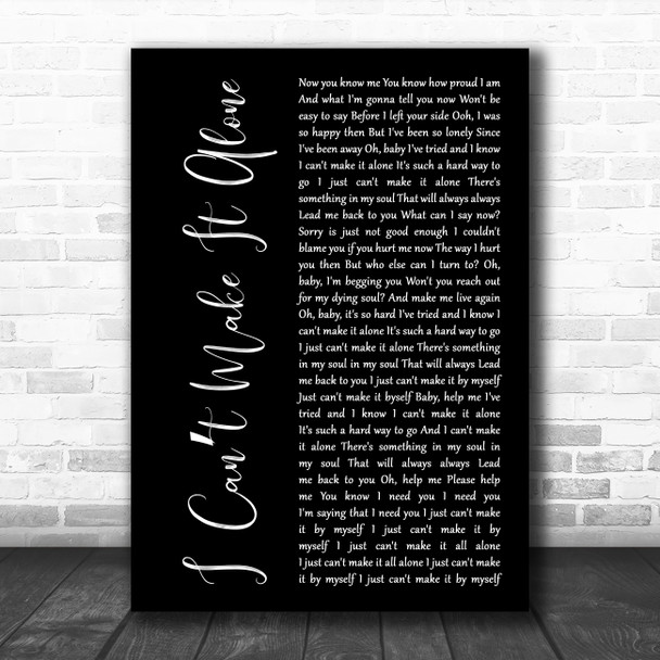 Dusty Springfield I Cant Make It Alone Black Script Song Lyric Music Art Print