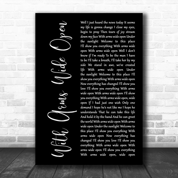 Creed With Arms Wide Open Black Script Song Lyric Music Art Print