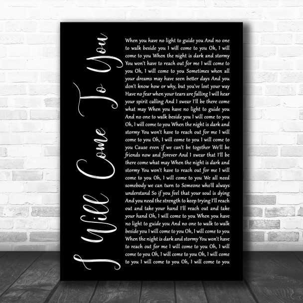 Hanson I Will Come To You Black Script Song Lyric Music Art Print