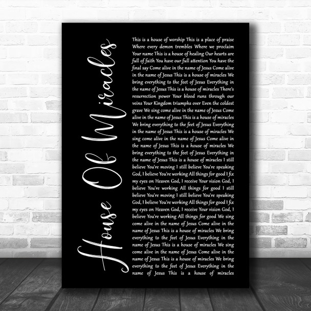 Brandon Lake House Of Miracles Black Script Song Lyric Music Art Print