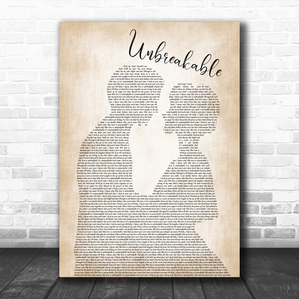 Westlife Unbreakable Man Lady Bride Groom Wedding Song Lyric Music Wall Art Print