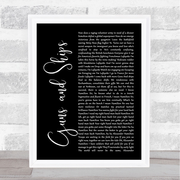 Leslie Odom, Jr., Daveed Diggs, Christopher Jackson & Original Broadway Cast of Hamilton Guns and Ships Black Script Song Lyric Music Art Print