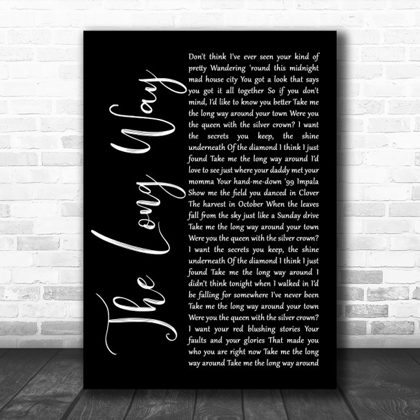 Brett Eldredge The Long Way Black Script Song Lyric Music Art Print