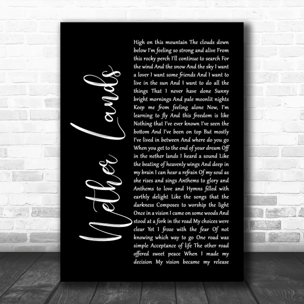 Dan Fogelberg Nether Lands Black Script Song Lyric Music Art Print