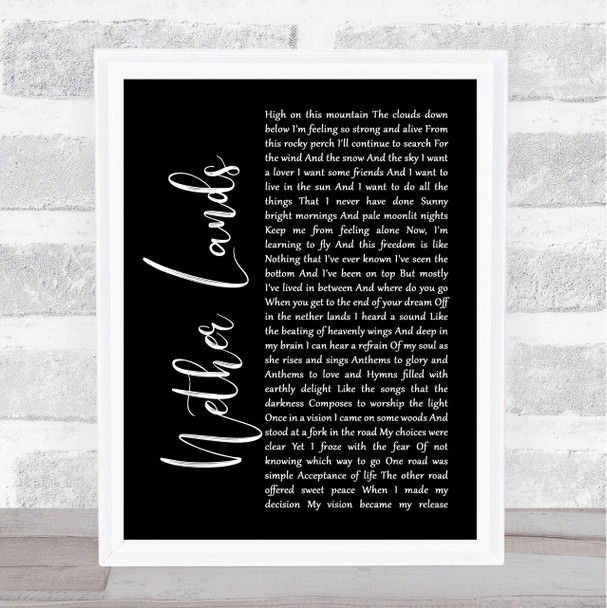 Dan Fogelberg Nether Lands Black Script Song Lyric Music Art Print