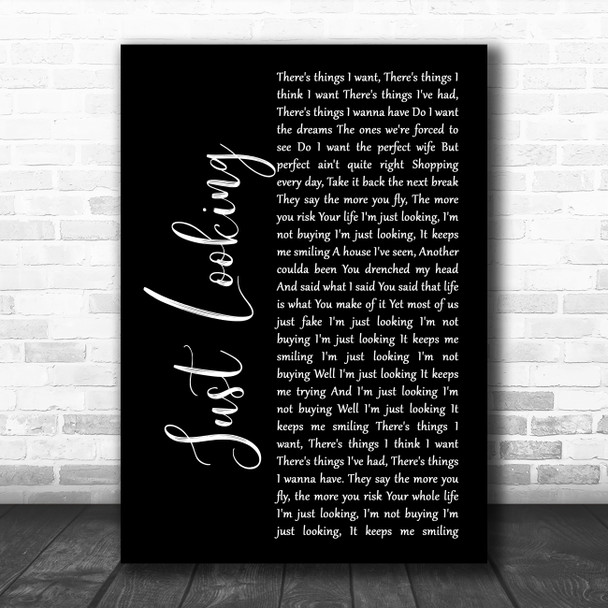 Stereophonics Just Looking Black Script Song Lyric Music Art Print