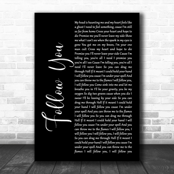 Bring Me The Horizon Follow You Black Script Song Lyric Music Art Print