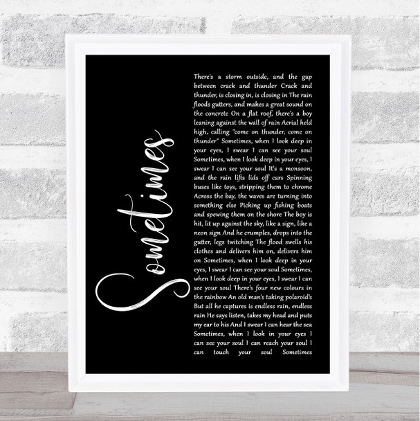 James Sometimes Black Script Song Lyric Music Art Print