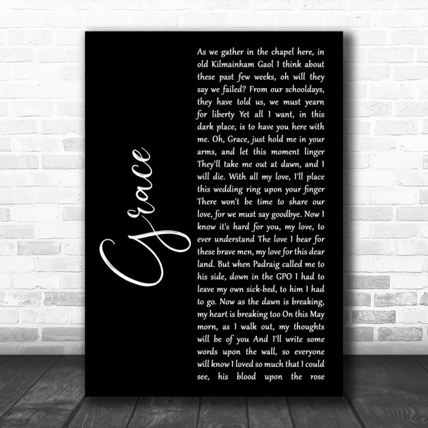 Jim McCann Grace Black Script Song Lyric Music Art Print